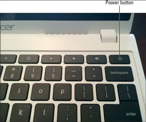 Turn off the Chromebook by long-pressing the power button for some seconds