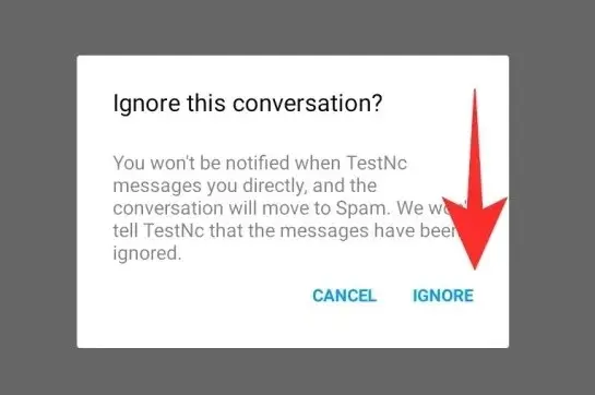 Then, you can confirm if the person's messages have been ignored by clicking on the Ignore icon